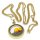"SYLT" Anhänger mit Sand von Sylt und Bernstein, goldfarben, Kette 80 cm
