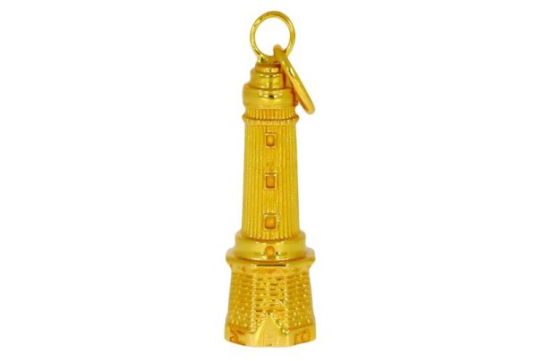 Anhänger, Neuer Leuchtturm Borkum, 35 mm, Silber, vergoldet