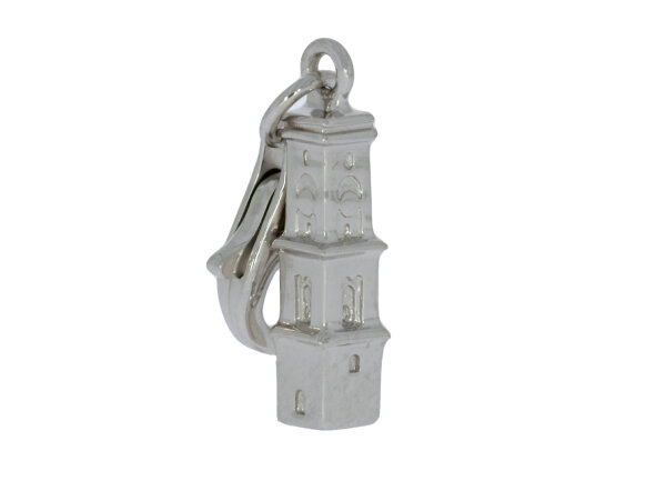 Charm-Anhänger, Alter Leuchtturm Borkum, Silber, rhodiniert
