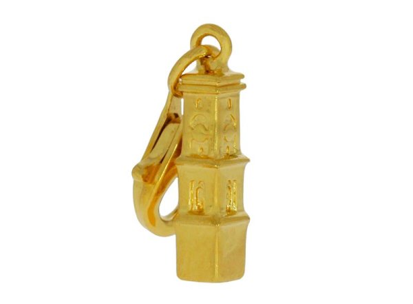 Charm-Anhänger, Alter Leuchtturm Borkum, Silber, vergoldet
