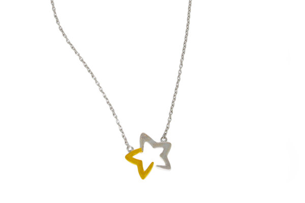 Stern des Südens, 925 Sterling Silber, rhodiniert, teilweise vergoldet, Kette 42 cm + 3 cm Verlängerung