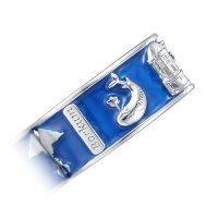 Ring mit Borkumer Motiven, 925er Sterling Silber, blau...