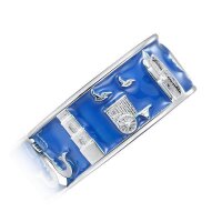 Ring mit Borkumer Motiven, 925er Sterling Silber, blau emailliert