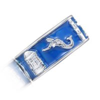 Ring mit Borkumer Motiven, 925er Sterling Silber, blau emailliert