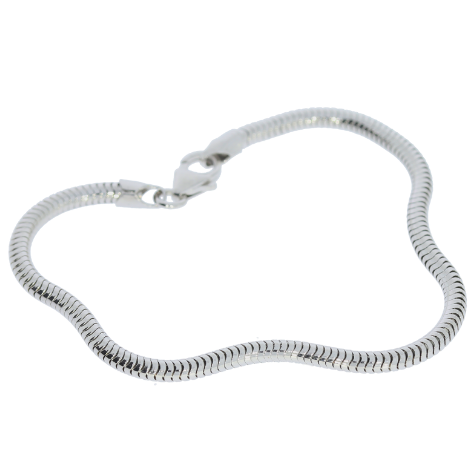Schlangenarmband für Beads, Silber, rhodiniert, 3,2 mm