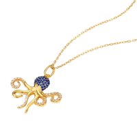 Collier Tintenfisch Octopus Silber vergoldet mit Zirkonia