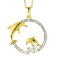 Collier mit Delfin Anhänger, Silber, vergoldet,...