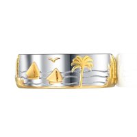 Mallorca Ring, 925er Silber, rhodiniert, teilvergoldet