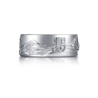 Borkum Ring mit Borkumer Landschaft, 925er Sterling Silber, poliert