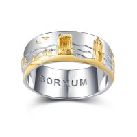 Borkum Ring mit Borkumer Landschaft, 925er Sterling Silber, poliert, teilvergoldet
