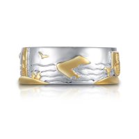 Borkum Ring mit Borkumer Landschaft, 925er Sterling Silber, poliert, teilvergoldet 62
