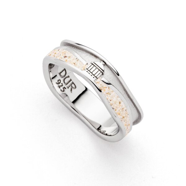 Ring Strandwellen "Borkum 2.0" Strandsand und Musikpavillon, 925 Silber, rhodiniert