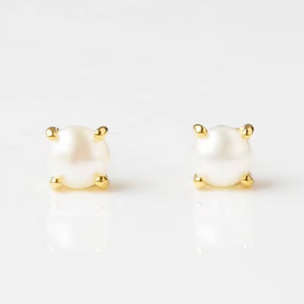 Mini-Perlenstecker, Süßwasser-Zuchtperle 18k vergoldet